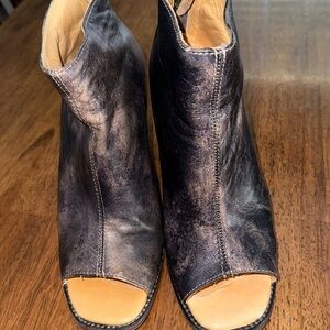 Black open toe ankle boots